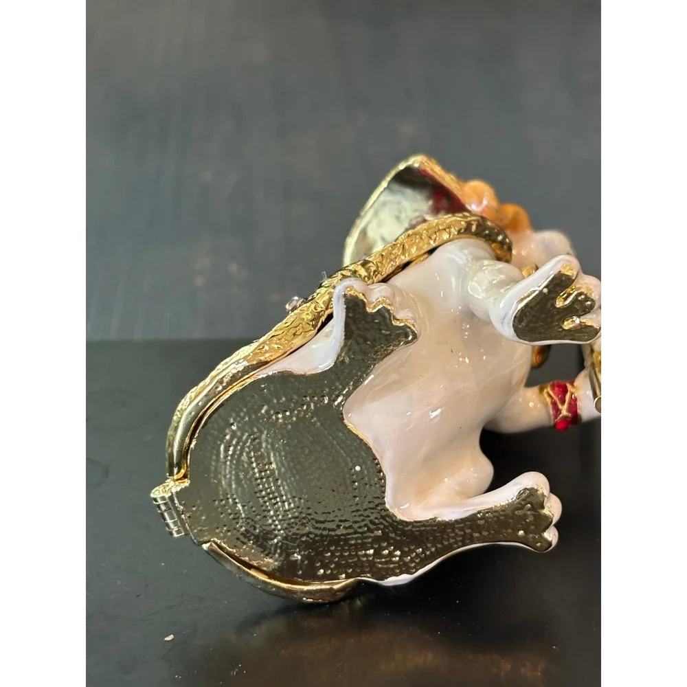 Royal Beagle Dog Enameled Jeweled Trinket Box King Hound Crown Scepter Figurine